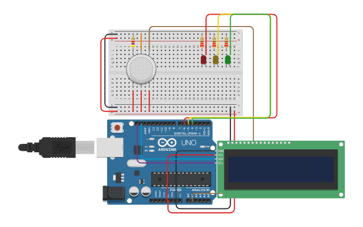 Circuit design Датчик газа - Tinkercad