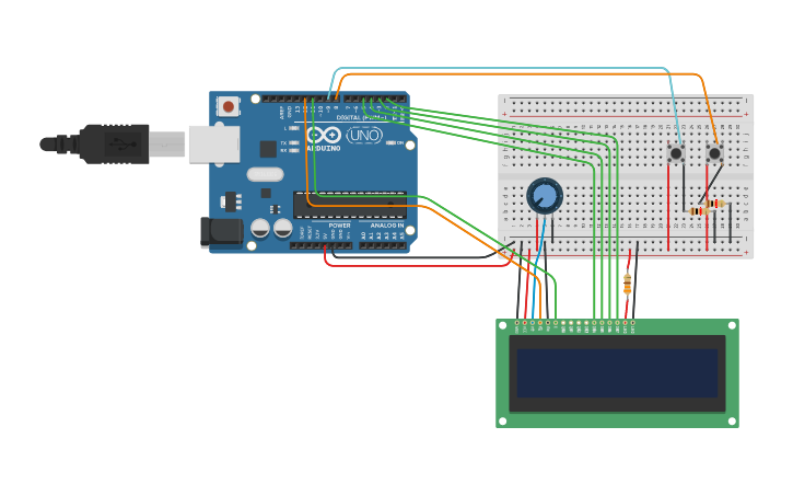 Circuit design Arduino Stopwatch v2 - Tinkercad