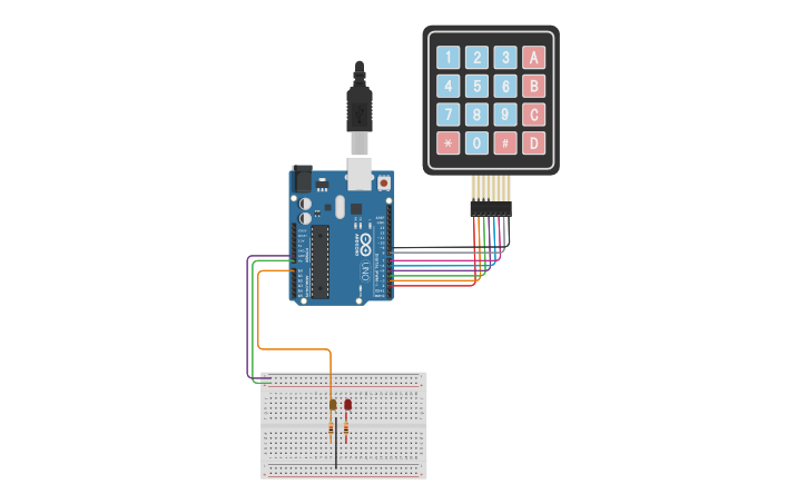 Circuit design Keypad Control - Tinkercad