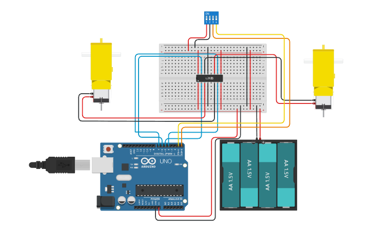 Circuit design Bluetooth controlled car - Tinkercad