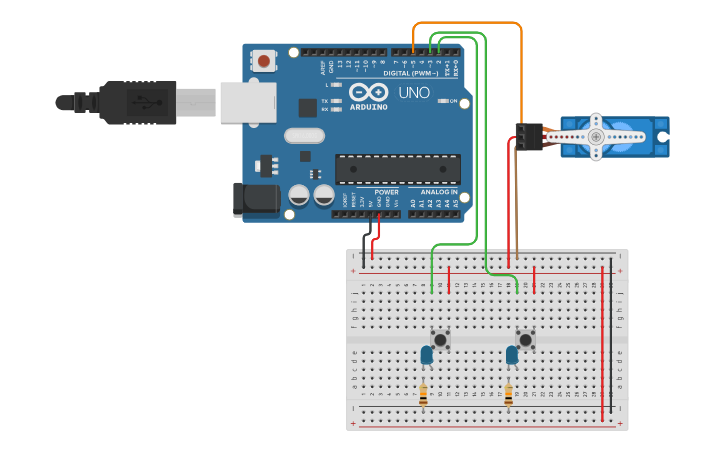 Circuit design Actuators and Timers (Stepper & Servo Motors) - Tinkercad