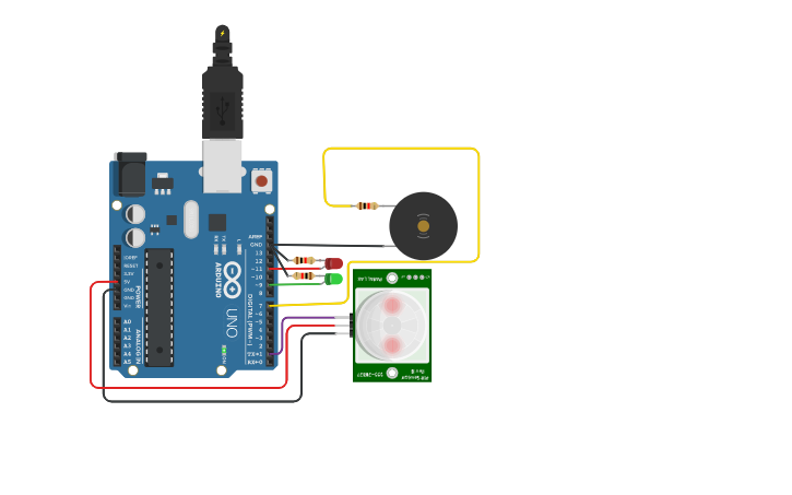 Circuit design PIR Motion Sensor | Tinkercad