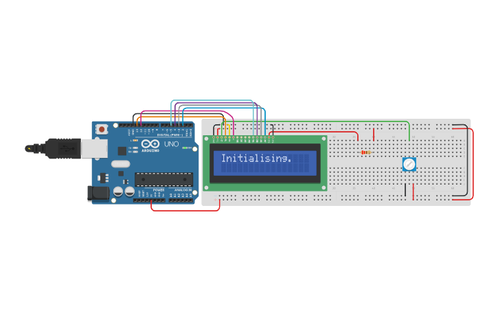 Circuit design Arduino Display text on LCD 16x2 using Serial Monitor ...