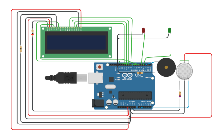 Circuit design Gas_detection_alarm | Tinkercad