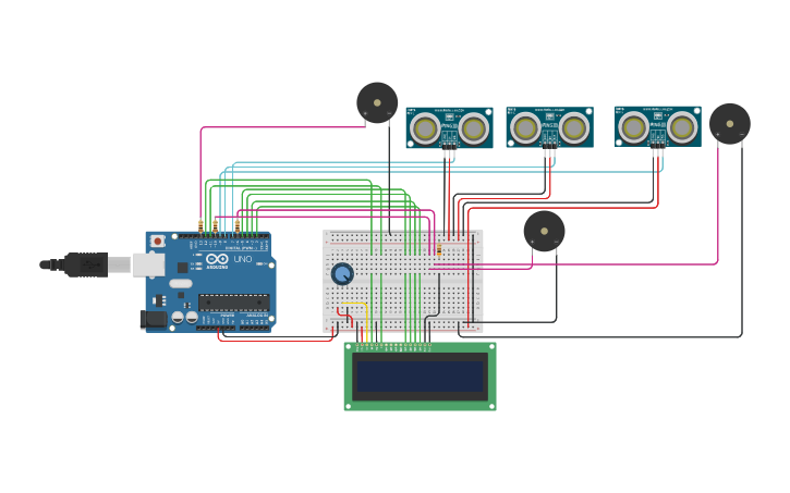 Circuit design Copy of Smart Parking System | Tinkercad