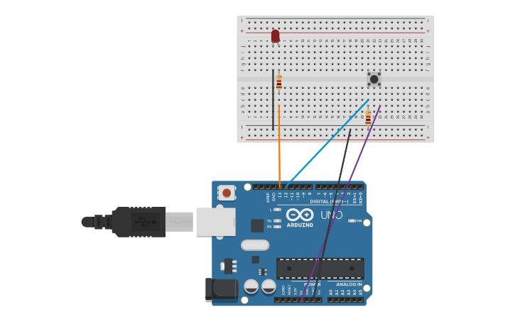Circuit design Uso de un botón - Tinkercad