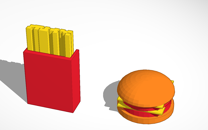 3D design Burger and fries | Tinkercad