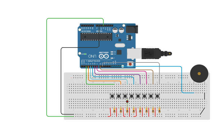 Circuit design Piano | Tinkercad