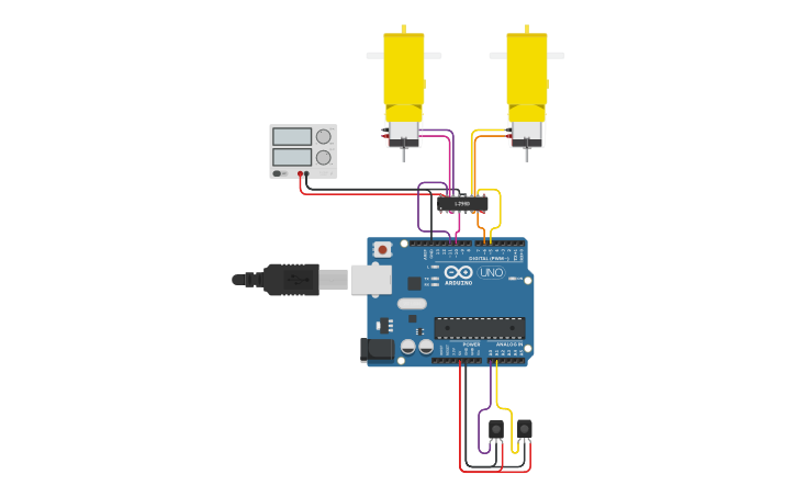 Circuit design line follower - Tinkercad
