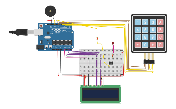 Circuit design lcd+ teclado - Tinkercad