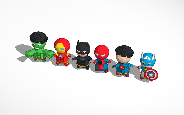 Spiderman,Batman,Superman,Captain America, Ironman, Hulk | Tinkercad