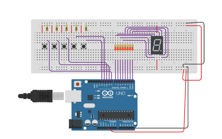 Circuit design ascensor 5 pisos - Tinkercad