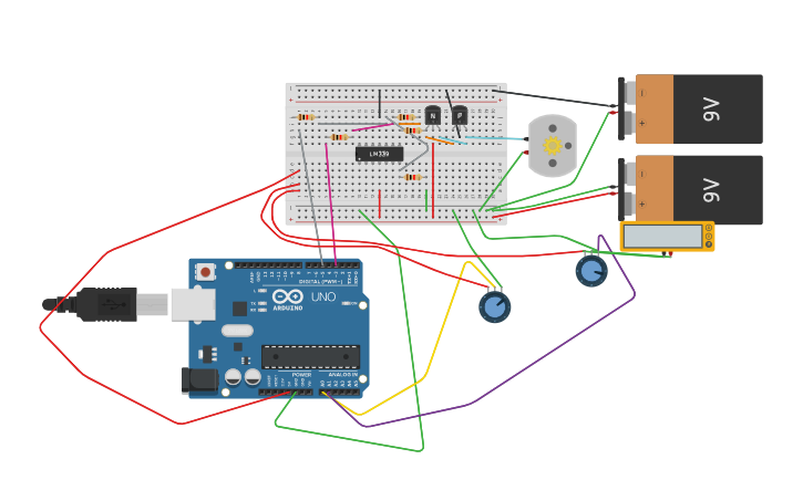 Circuit design Copy of Arduino + Class B amplifier - Tinkercad