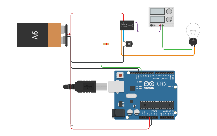 Circuit design Circuito con relevo - Tinkercad