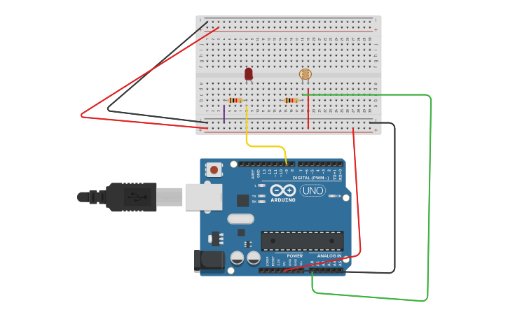 Circuit design Light sensor - Tinkercad