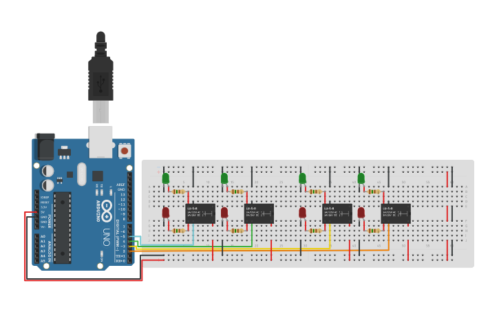 Relay Module In Tinkercad Circuit design I/O 04 RELAY's LU-5-R (BY STRING) - Tinkercad