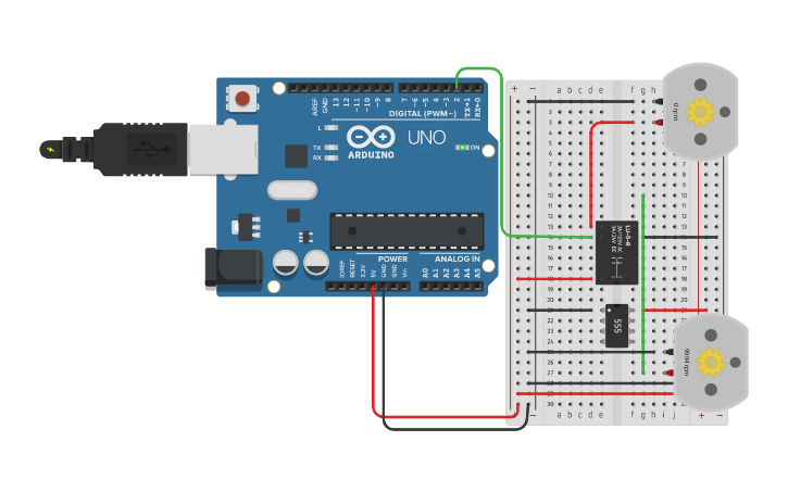 Circuit design motor control using Relay SPDT - Tinkercad