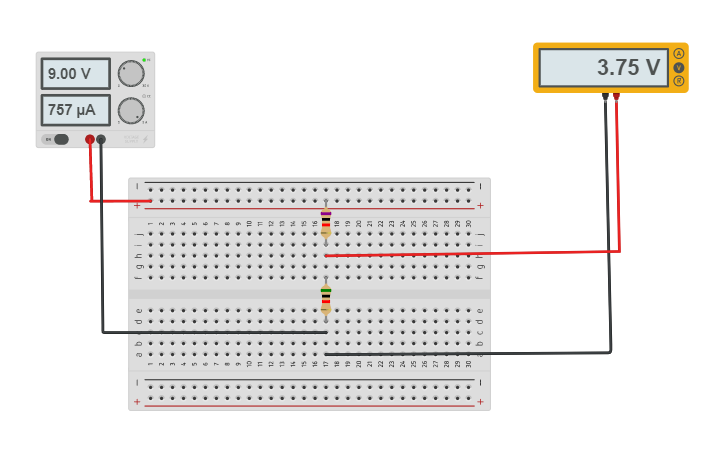 Circuit design Voltage divider circuit - Tinkercad
