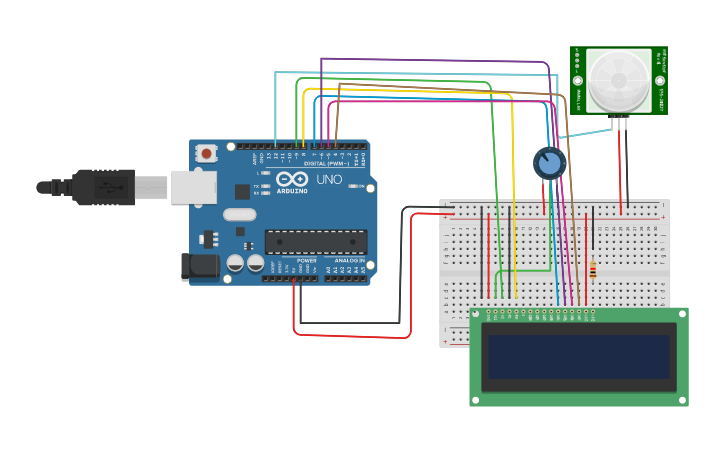 Circuit design PIR sensor with Arduino - Tinkercad