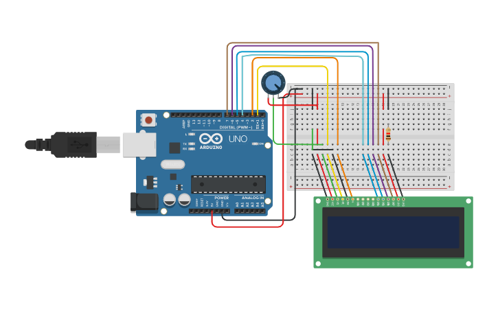 Circuit design lcd interfacing - Tinkercad