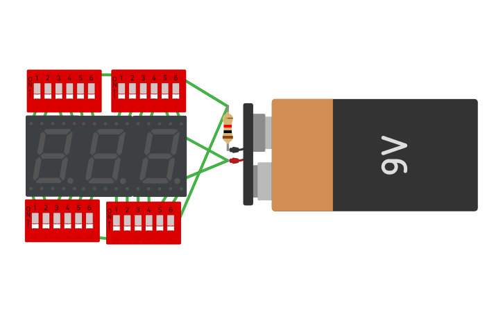 Circuit design 7-Segment displays | Tinkercad
