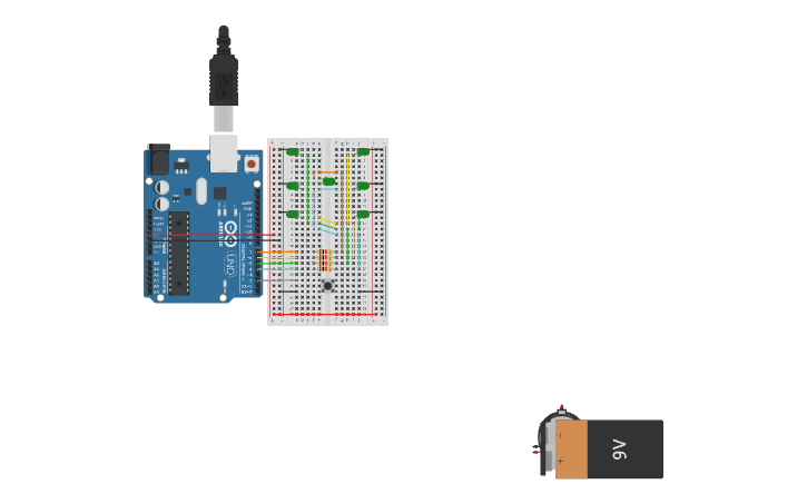 Circuit design Simple Arduino Dice - Tinkercad