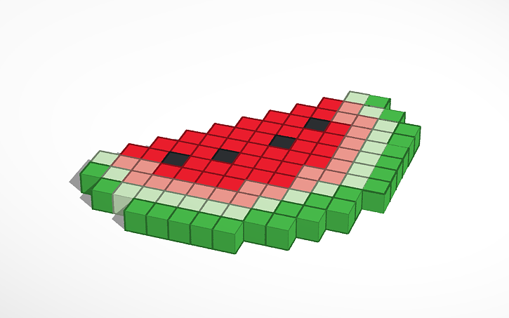 Pixelated Watermelon Code In Java Code 3D design watermelon pixel art - Tinkercad