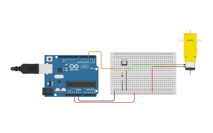 Circuit design DC Motor + 2N7000 Transistor - Tinkercad