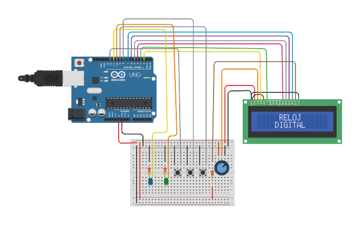 Circuit design RELOJ DIGITAL CON PAUSADOR - Tinkercad