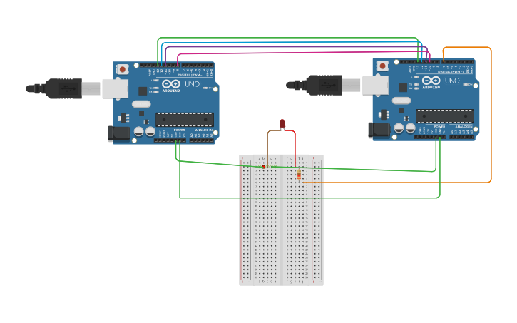 Circuit design SPI-Master/Slave | Tinkercad