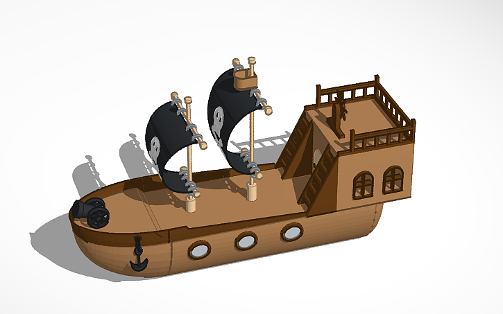 3D design pirate ship - Tinkercad