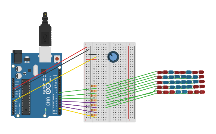 Circuit design Led Bar - Tinkercad
