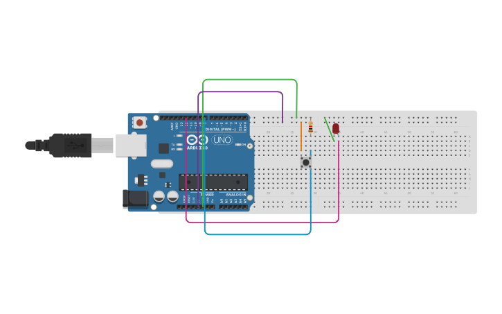 Circuit design BUTTON ON OFF - Tinkercad