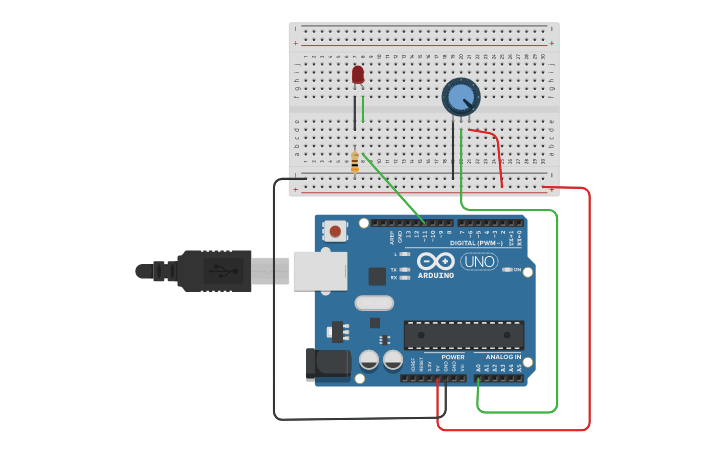 Circuit design Potentiometer - Tinkercad