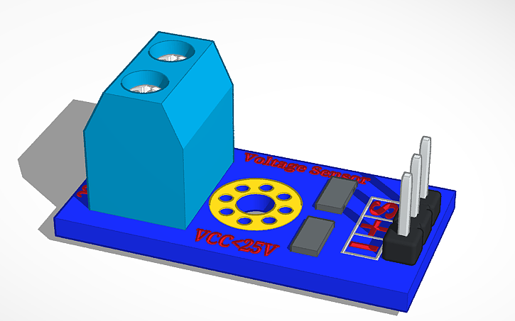 Sensor 3d Design 3D design Stemedu_Voltage_Detection_PCB_Sensor_DC_0-25V - Tinkercad