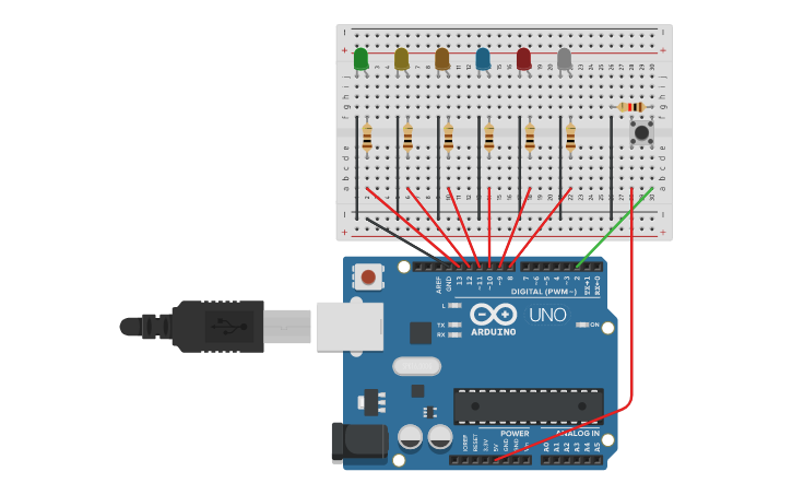 Circuit design RNG ledky | Tinkercad