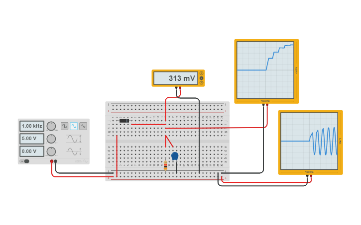 Circuit design FILTERED HALF WAVE RECTIFIER - Tinkercad