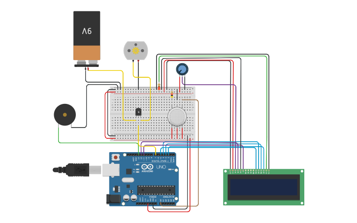 Circuit design gas leak detection system - Tinkercad