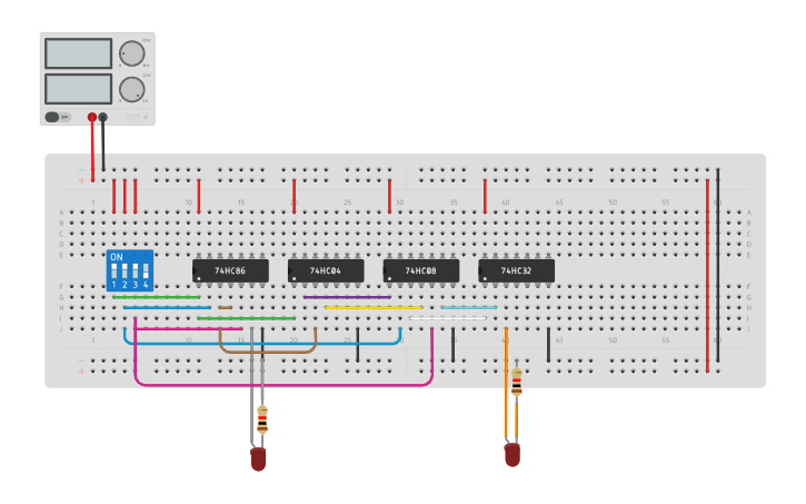 Circuit design full subtractor using basic gates | Tinkercad