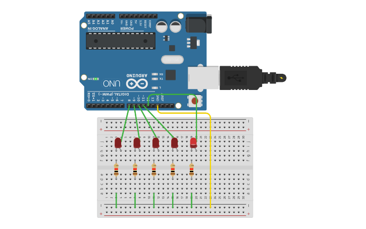 Circuit design 使用陣列製作跑馬燈 - Tinkercad