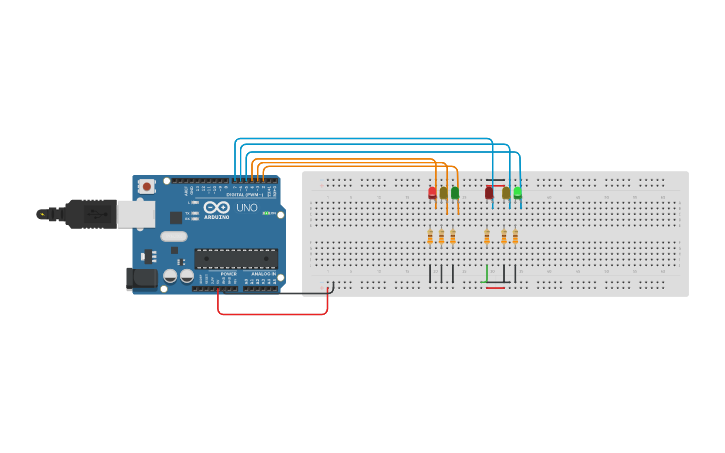 Circuit design semáforo de dos vías - Tinkercad