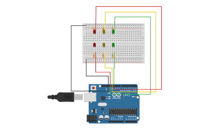 Circuit design Semáforo | Tinkercad