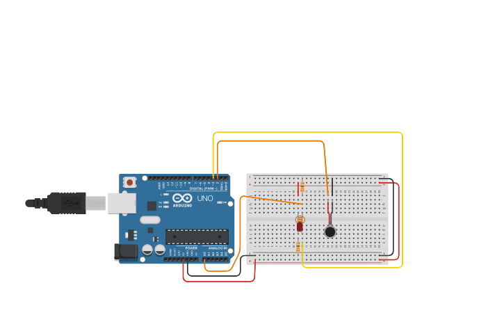 Circuit design sensor laser con ldr - Tinkercad