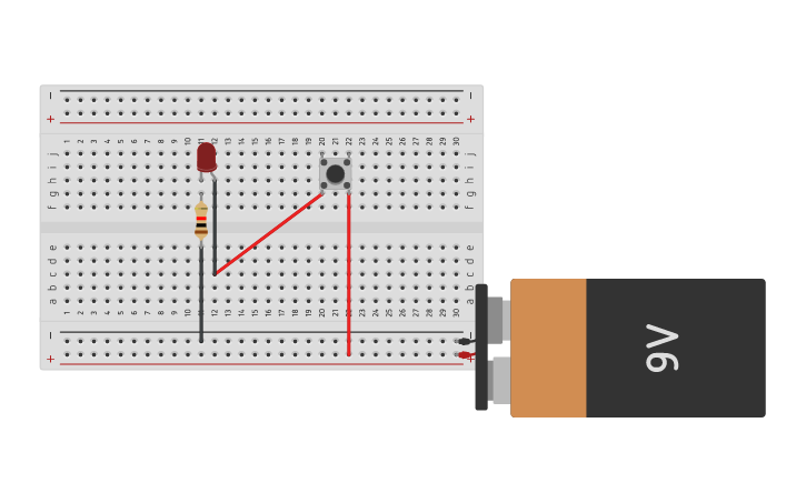 Circuit design Ls 3 LED WITH PUSH BUTTON - Tinkercad