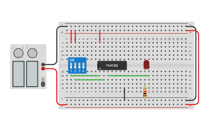 Circuit design XOR - Tinkercad