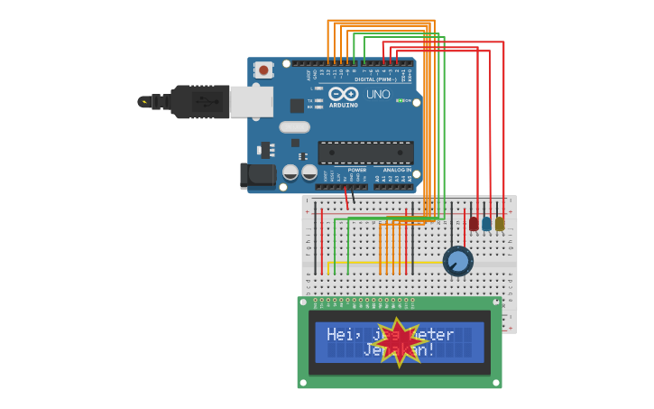 Circuit design Arduino LCD project - Tinkercad