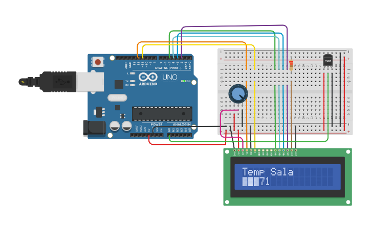 Circuit design Sensor de humedad y temperatura - Tinkercad