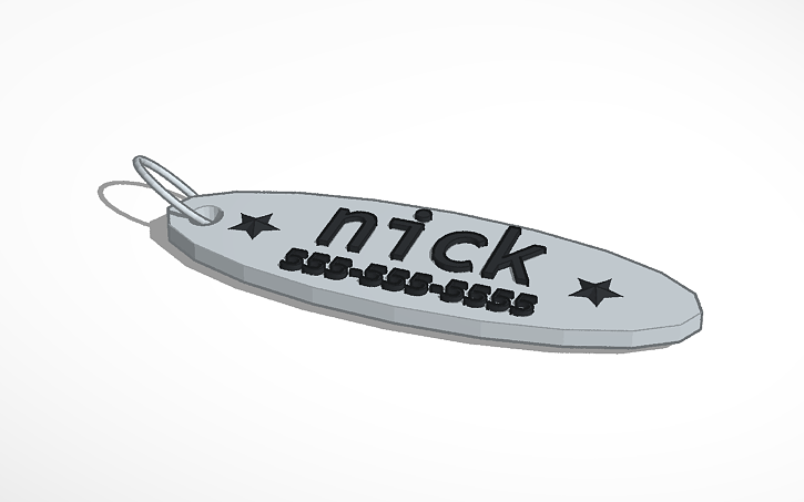 Nick Key Chain 3D design Nick Keychain | Tinkercad