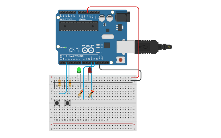 Circuit design LED BOTÃO | Tinkercad