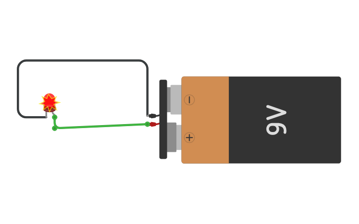 Circuit design LED with BATTERY - Tinkercad